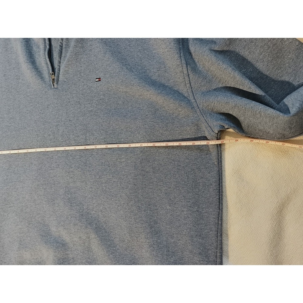 Tommy Hilfiger Mens XXL Quarter Zip Pullover Heather Blue Gray Mock Neck Sweater - Picture 4 of 7